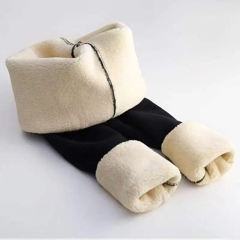 Women Velvet Padded Kitten Leggings Black Gray Winter Warm Tights - Image 8