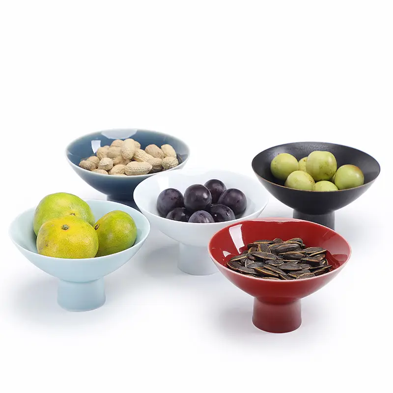 Light Blue High Foot Ceramic Tea Tray 13cm - Image 10