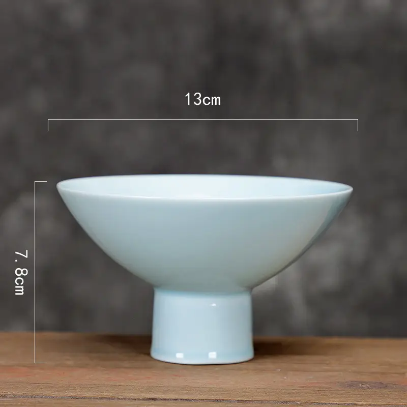 Light Blue High Foot Ceramic Tea Tray 13cm - Image 2