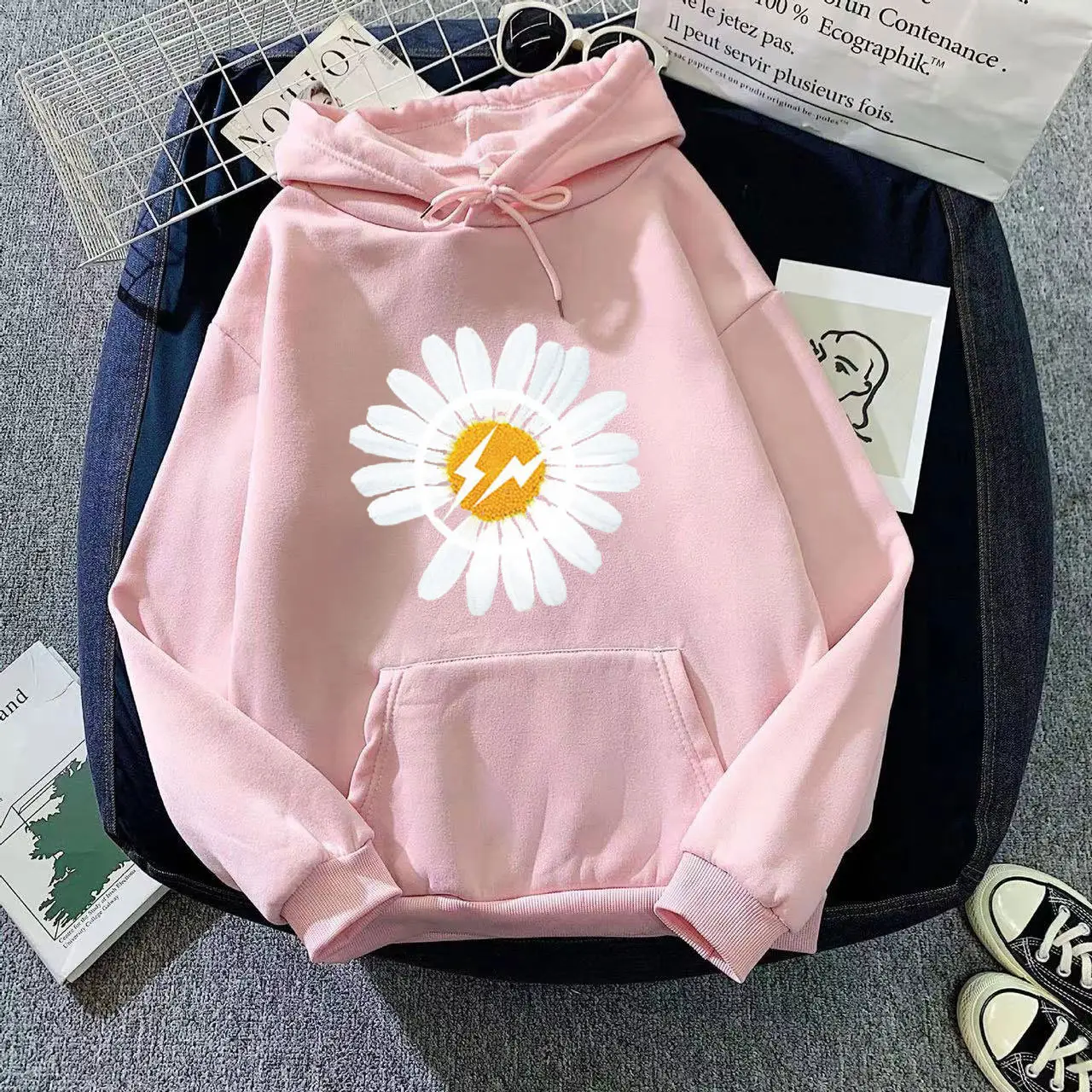 Green Daisy Hoodie for Women Fleece Lined 2025 - Image 14