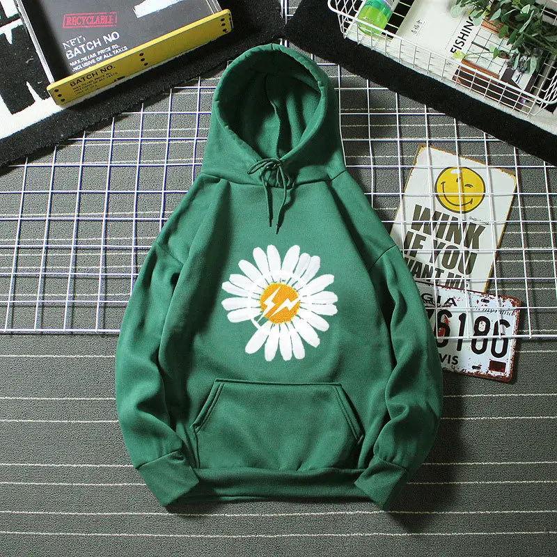 Green Daisy Hoodie for Women Fleece Lined 2025 - Image 13