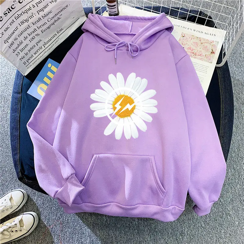 Green Daisy Hoodie for Women Fleece Lined 2025 - Image 3