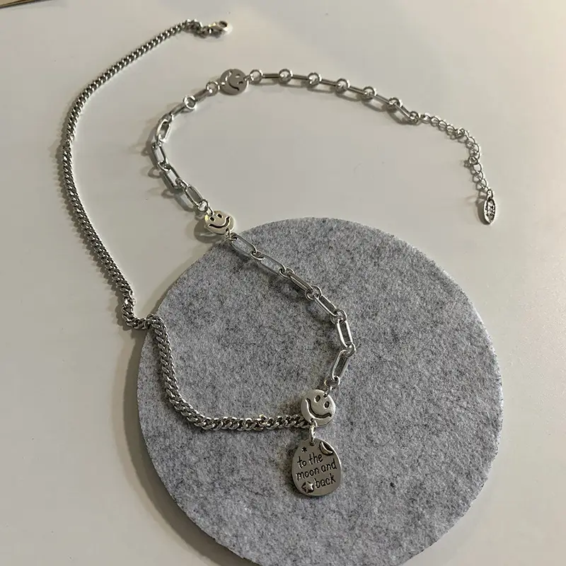 Silver Smiley Face Necklace for Women - Image 13
