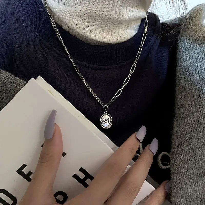 Silver Smiley Face Necklace for Women - Image 4