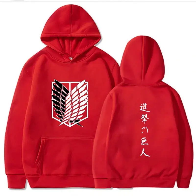 Red Hooded Sweatshirt Attack on Titan Youth Casual Winter Hoodie