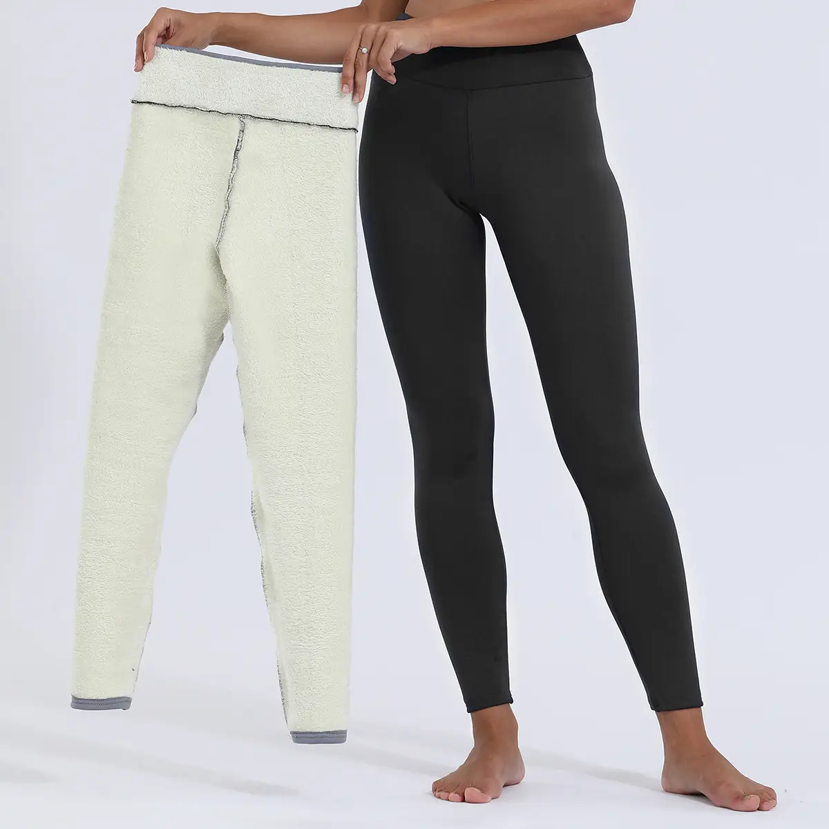 Women Fleece Leggings Maroon High Waist Thick — feature 30