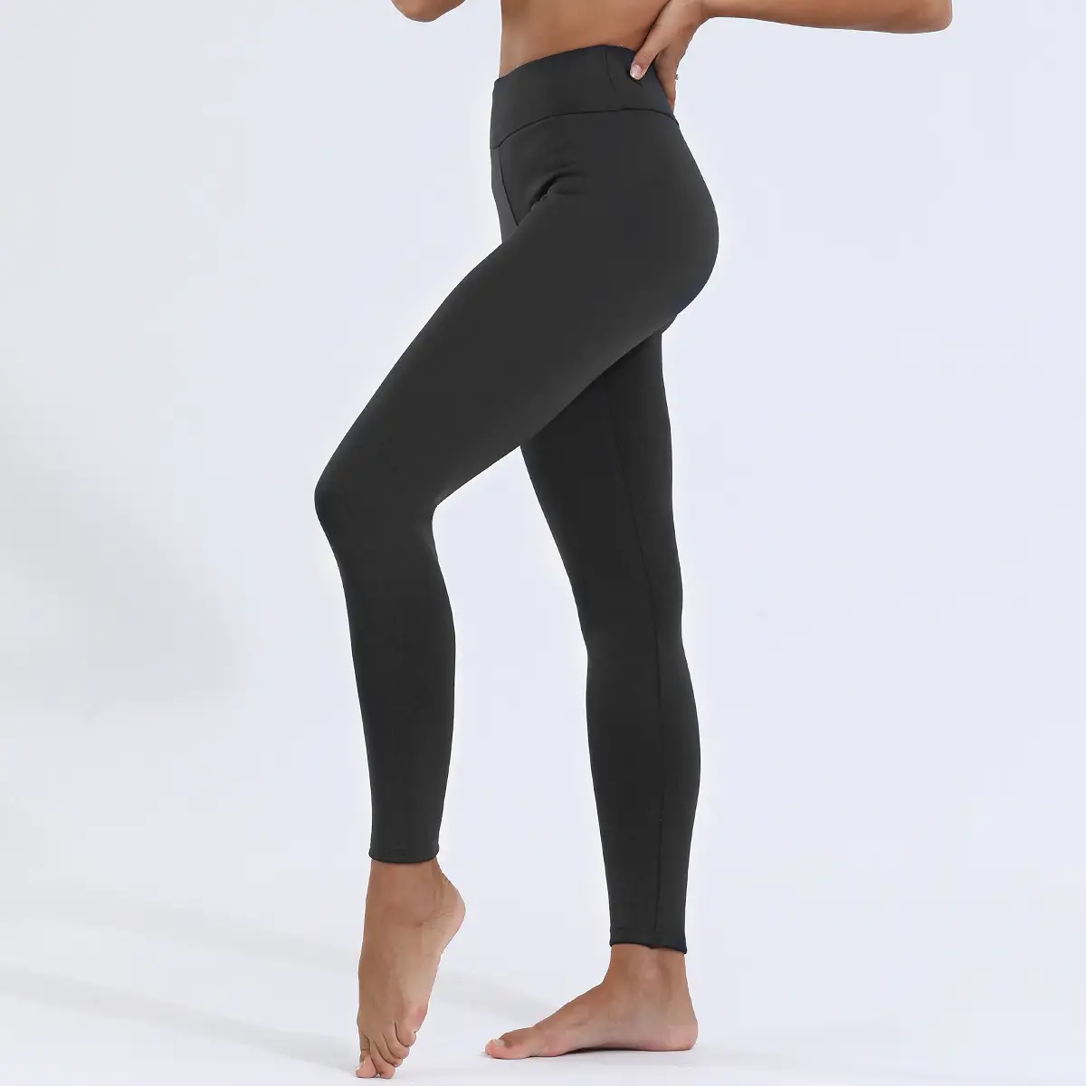 Women Fleece Leggings Maroon High Waist Thick — feature 35