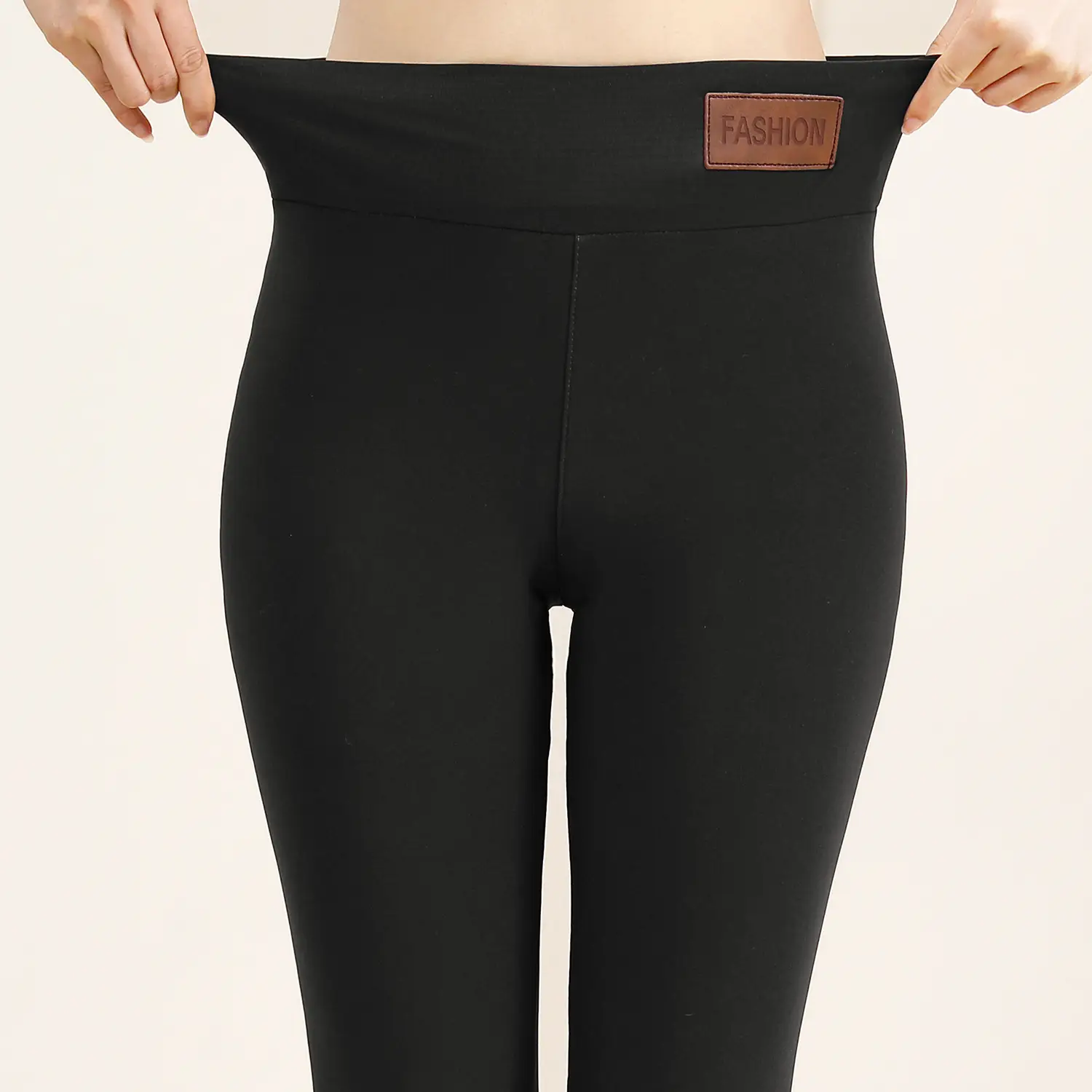 Women Fleece Leggings Maroon High Waist Thick — feature 44