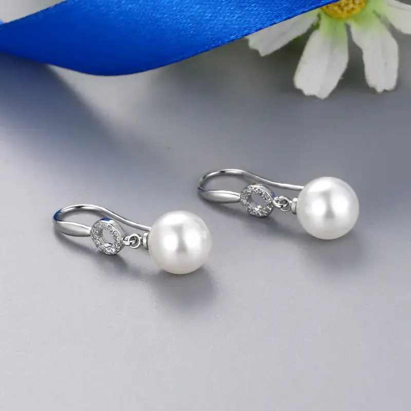 Pearl Drop Earrings for Women Elegant Silver Hook - Image 8