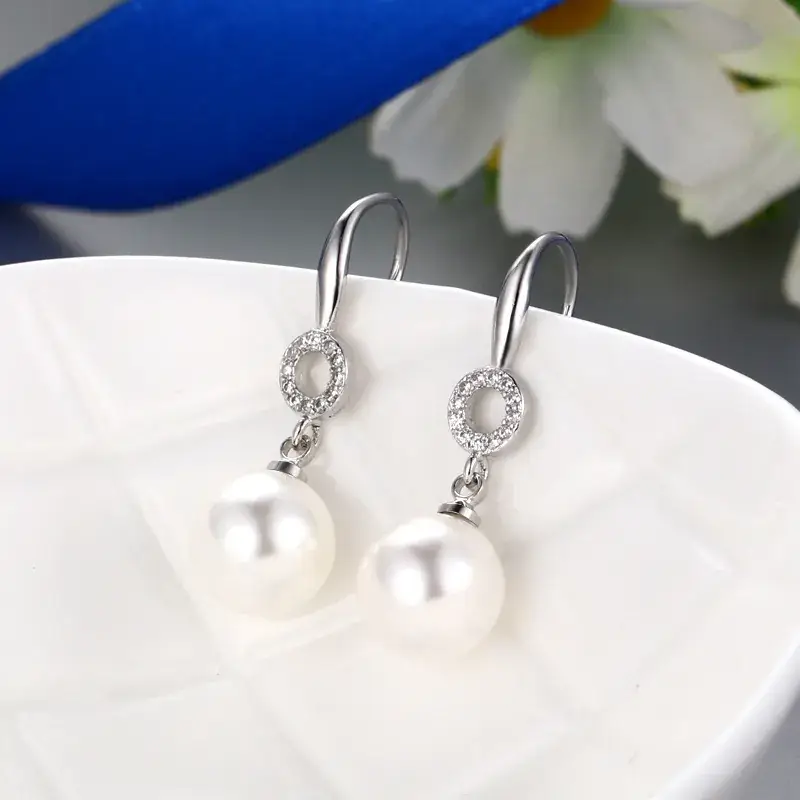 Pearl Drop Earrings for Women Elegant Silver Hook - Image 3