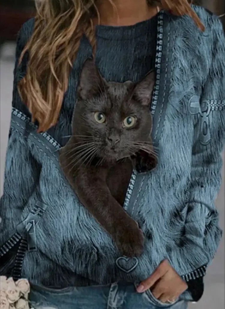 2021 Cat Print Crossbody Jacket for Women - Image 3