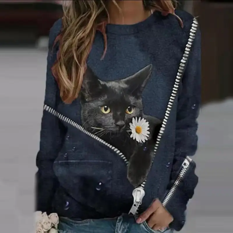 2021 Cat Print Crossbody Jacket for Women - Image 5
