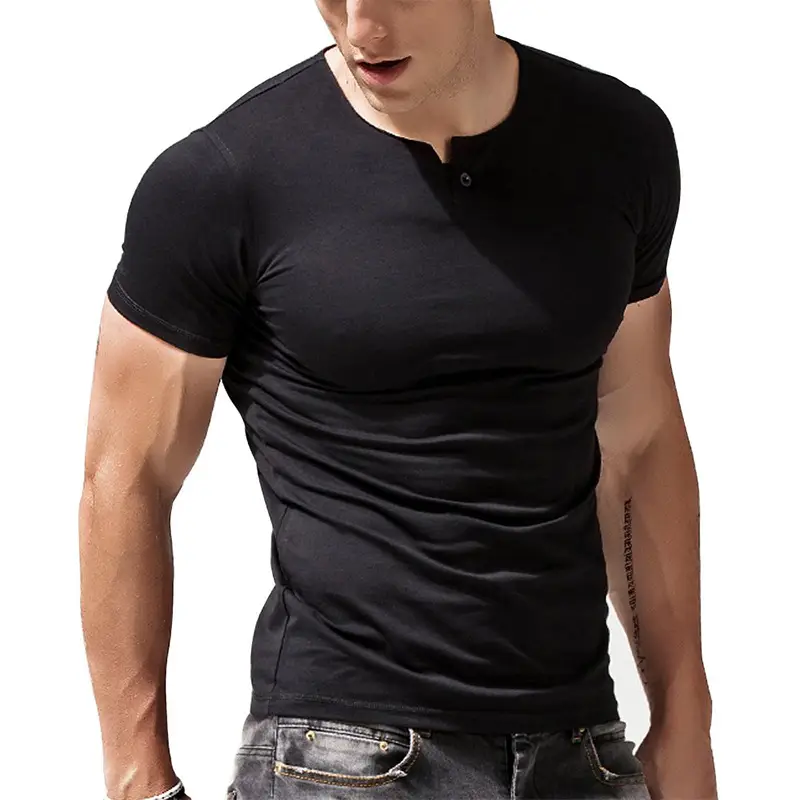 Men's Black Short Sleeve T-Shirt Large Size