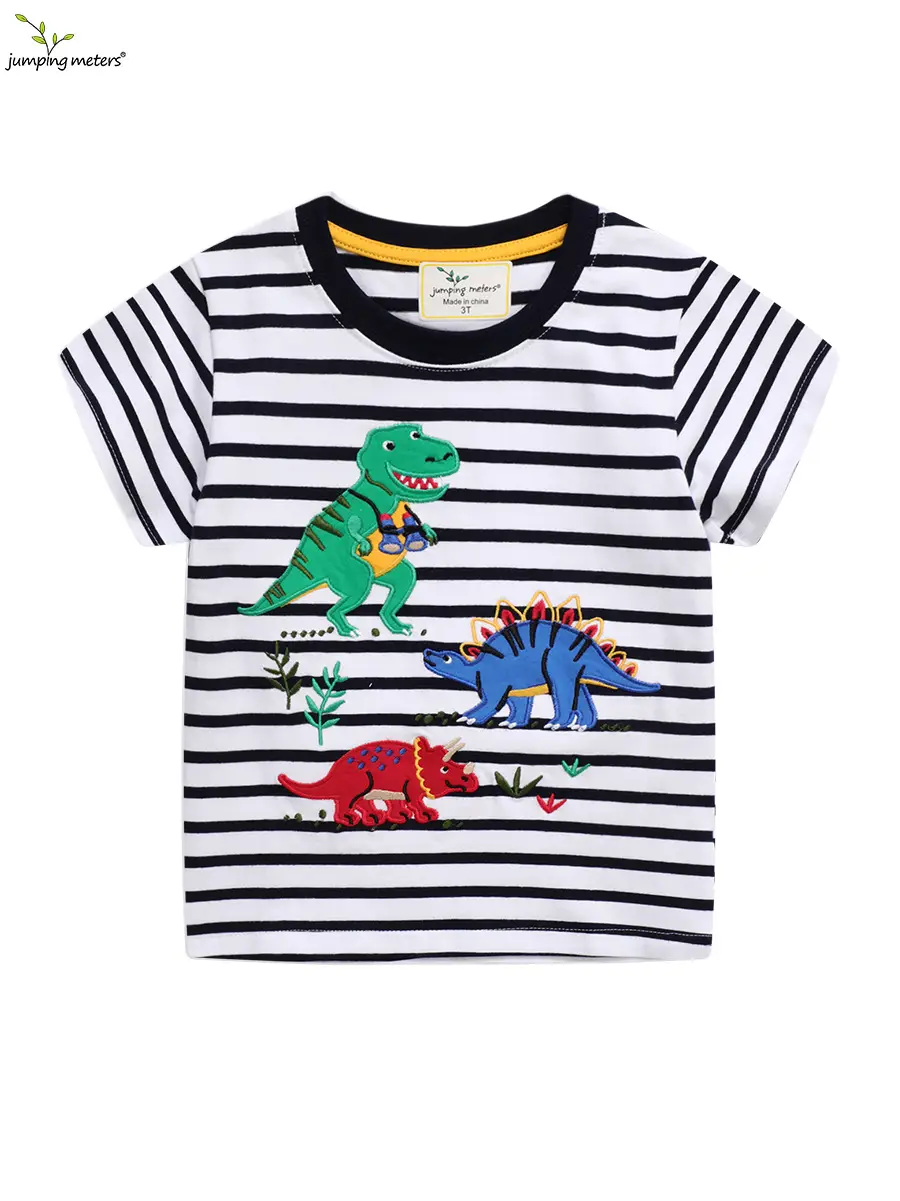 Dinosaur T-Shirt for Boys Striped Short Sleeve - Image 2