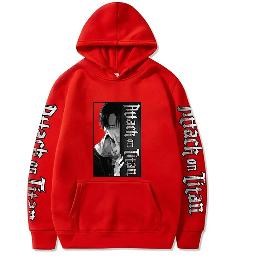 Men Black Attack on Titan Hooded Sweatshirt - Image 3