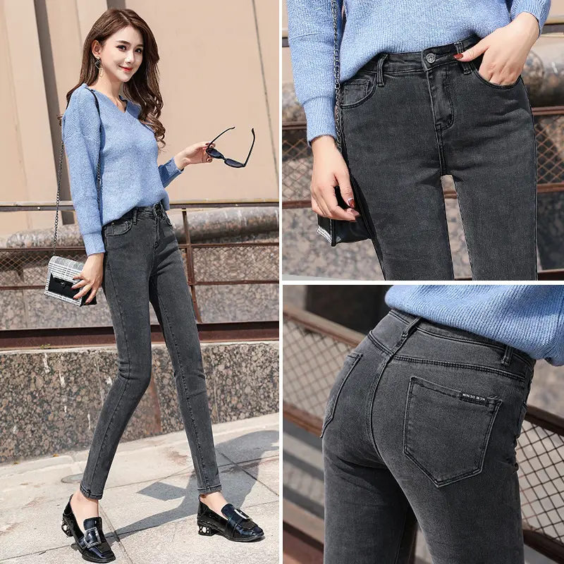 Smoky Gray Slimming Skinny Pants Women Spring 2024 - Image 8