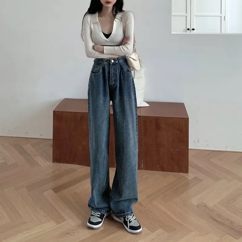 Women Plaid Crop Jeans Set Autumn Spring Slimming - Image 5