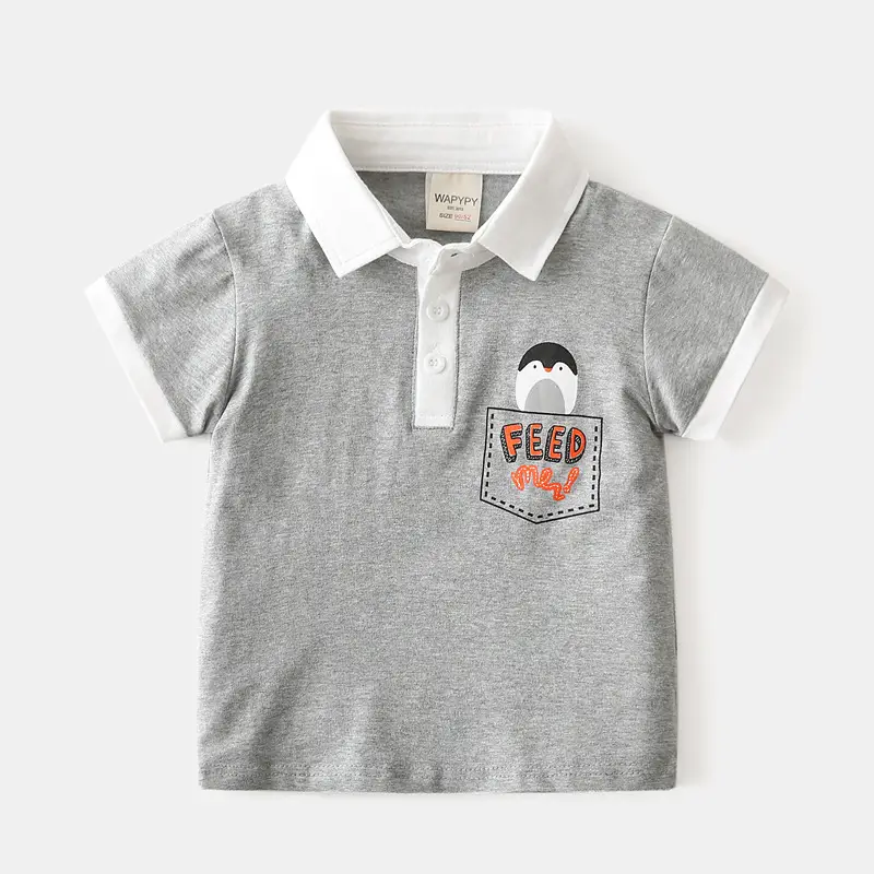 Blue Frog Print Kids Polo Shirt Short Sleeve