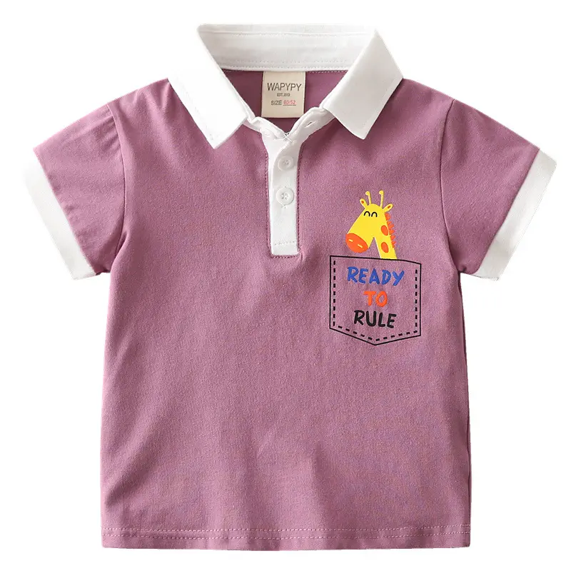 Blue Frog Print Kids Polo Shirt Short Sleeve