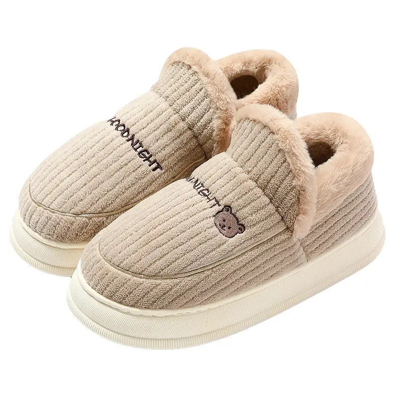 Home Cotton Slippers with Heel for Women Winter Large Size Indoor Home Men's Cartoon Bear Plush Cotton Shoes Men's Winter Wholesale - Image 9