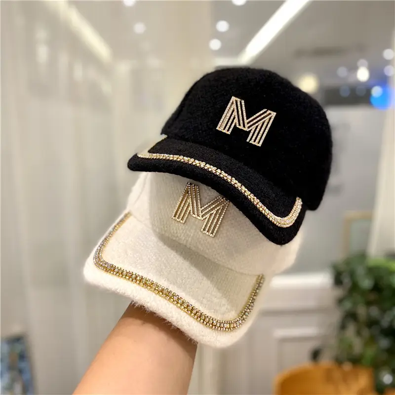 Women's Plush Baseball Cap with Rhinestone M Logo - Image 6