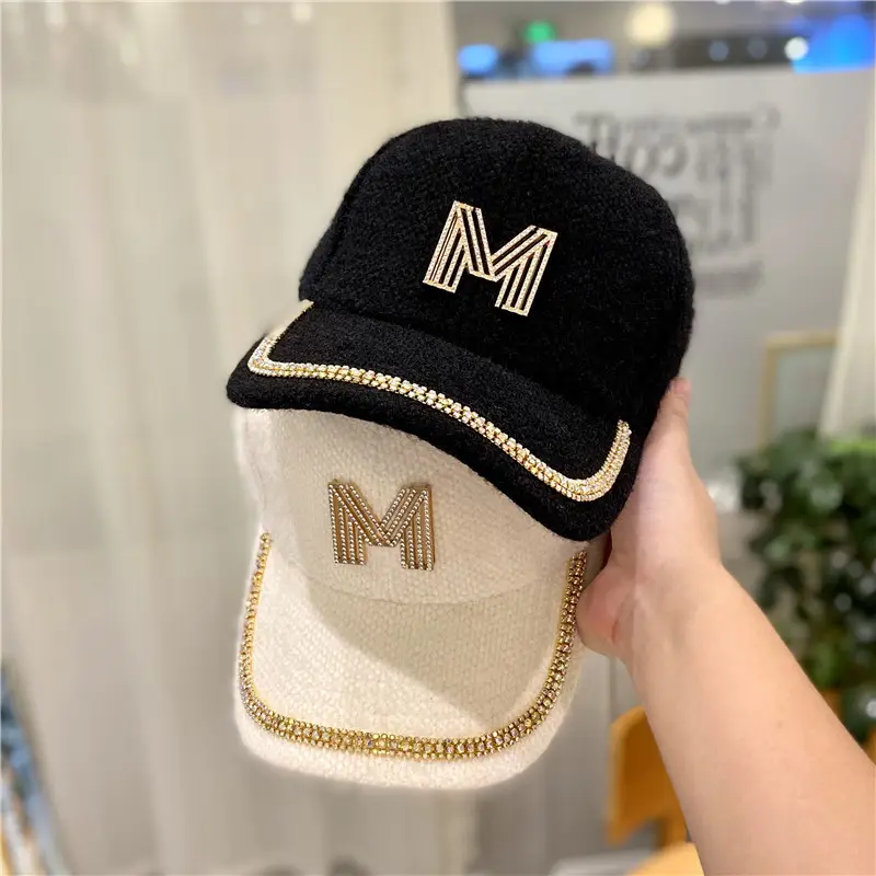 Women's Plush Baseball Cap with Rhinestone M Logo - Image 7