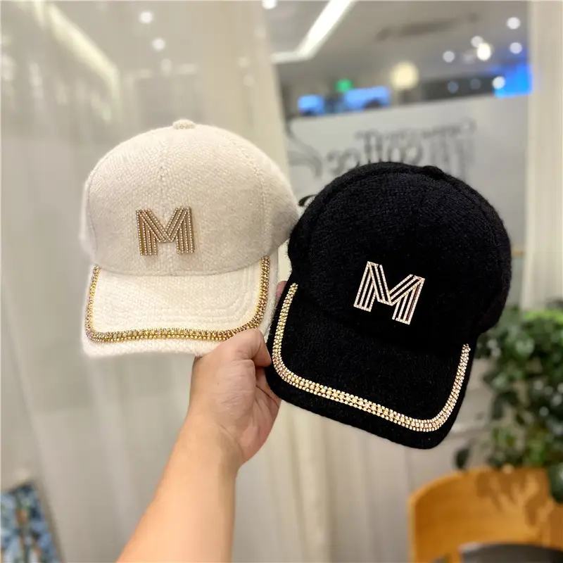 Women's Plush Baseball Cap with Rhinestone M Logo - Image 8