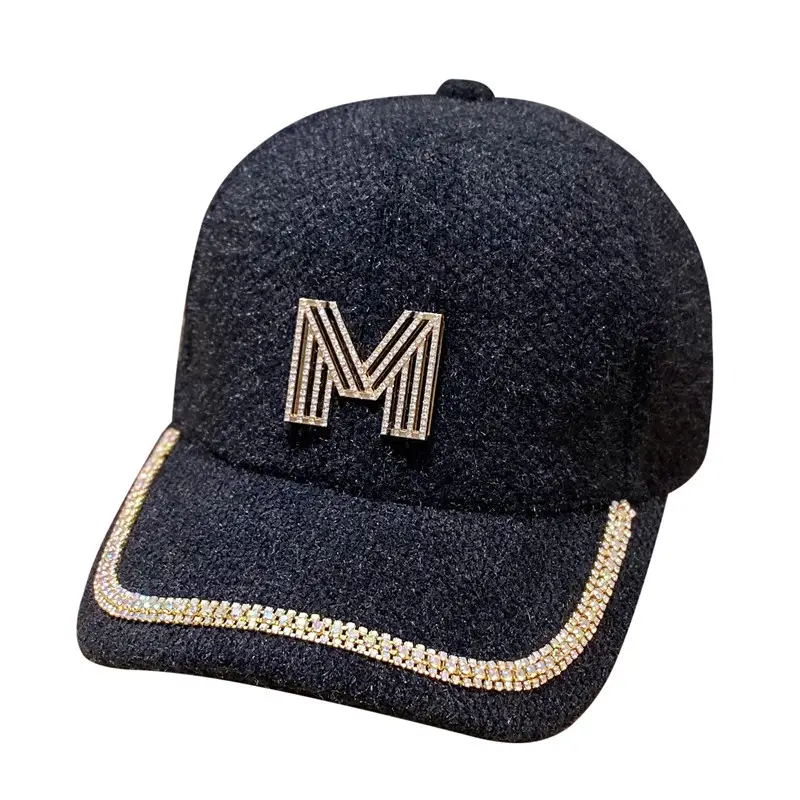 Women's Plush Baseball Cap with Rhinestone M Logo - Image 10