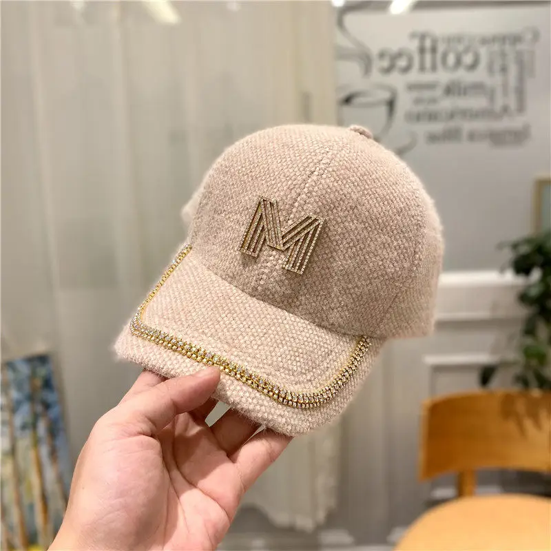 Women's Plush Baseball Cap with Rhinestone M Logo - Image 2