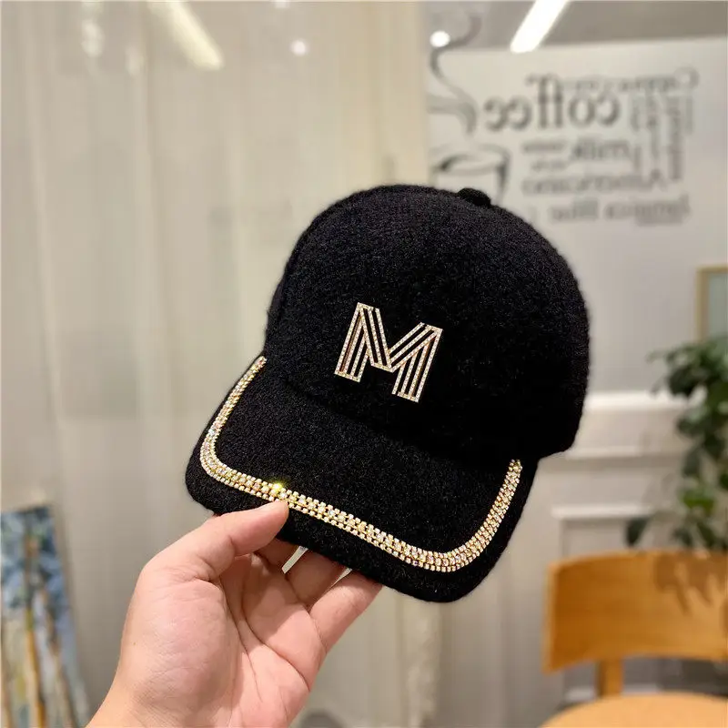Women's Plush Baseball Cap with Rhinestone M Logo - Image 3