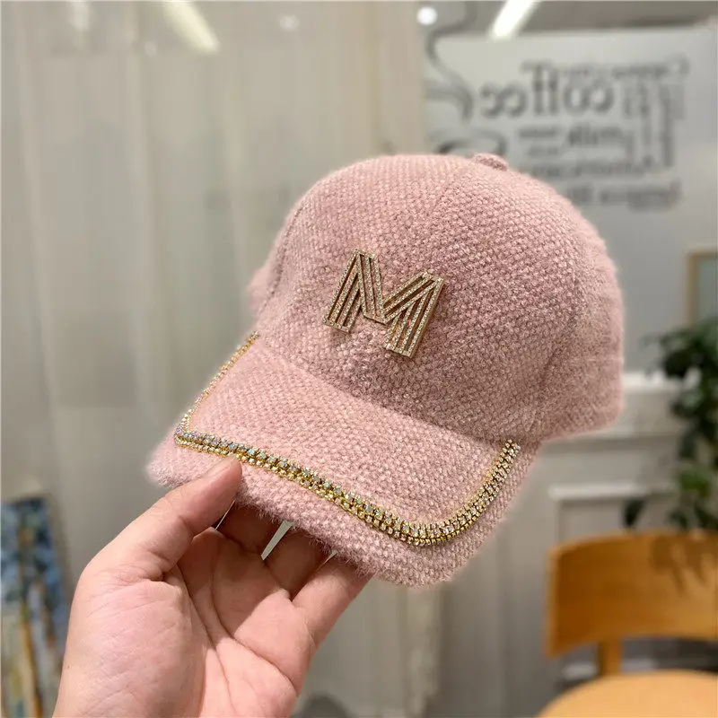Women's Plush Baseball Cap with Rhinestone M Logo - Image 5