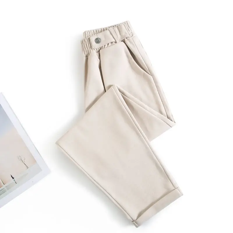 Women Woolen Carrot Pants Cream Loose Fit High Waist — feature 8