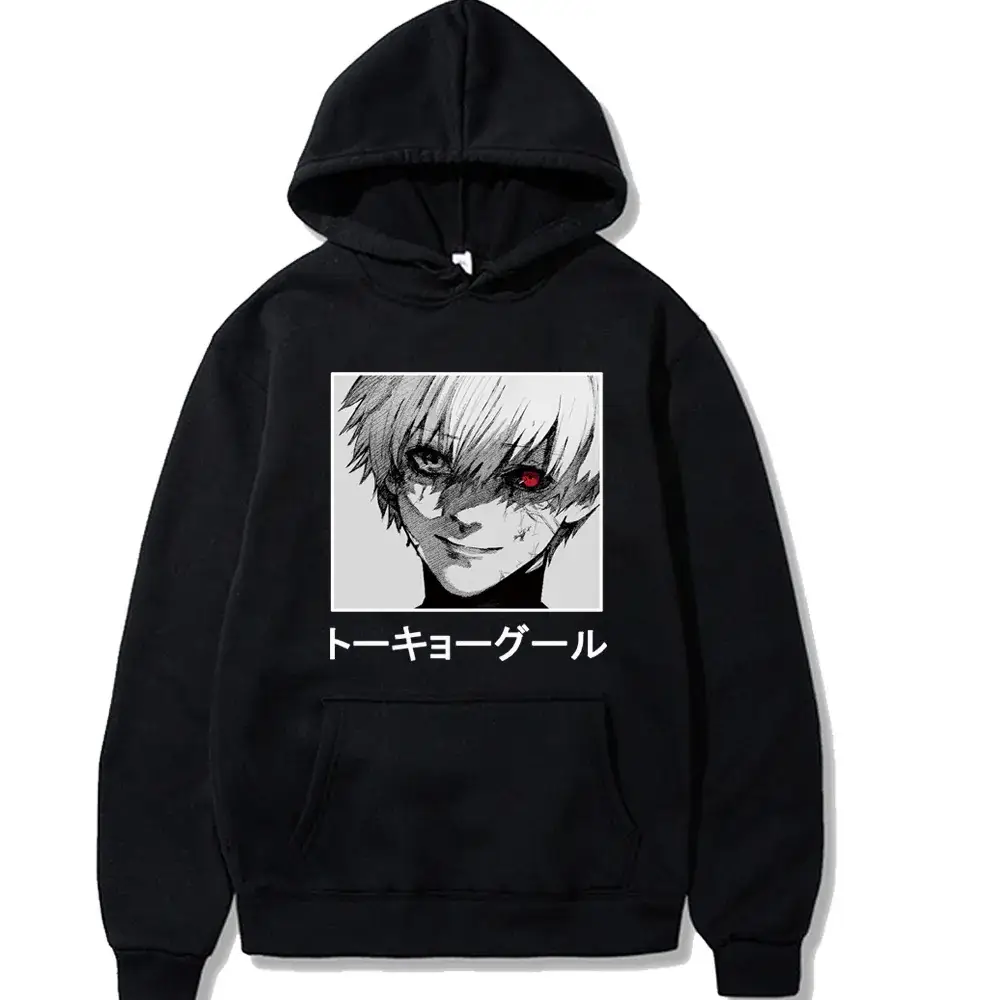 Gray Anime Hooded Sweatshirt Kaneki Design - Image 8