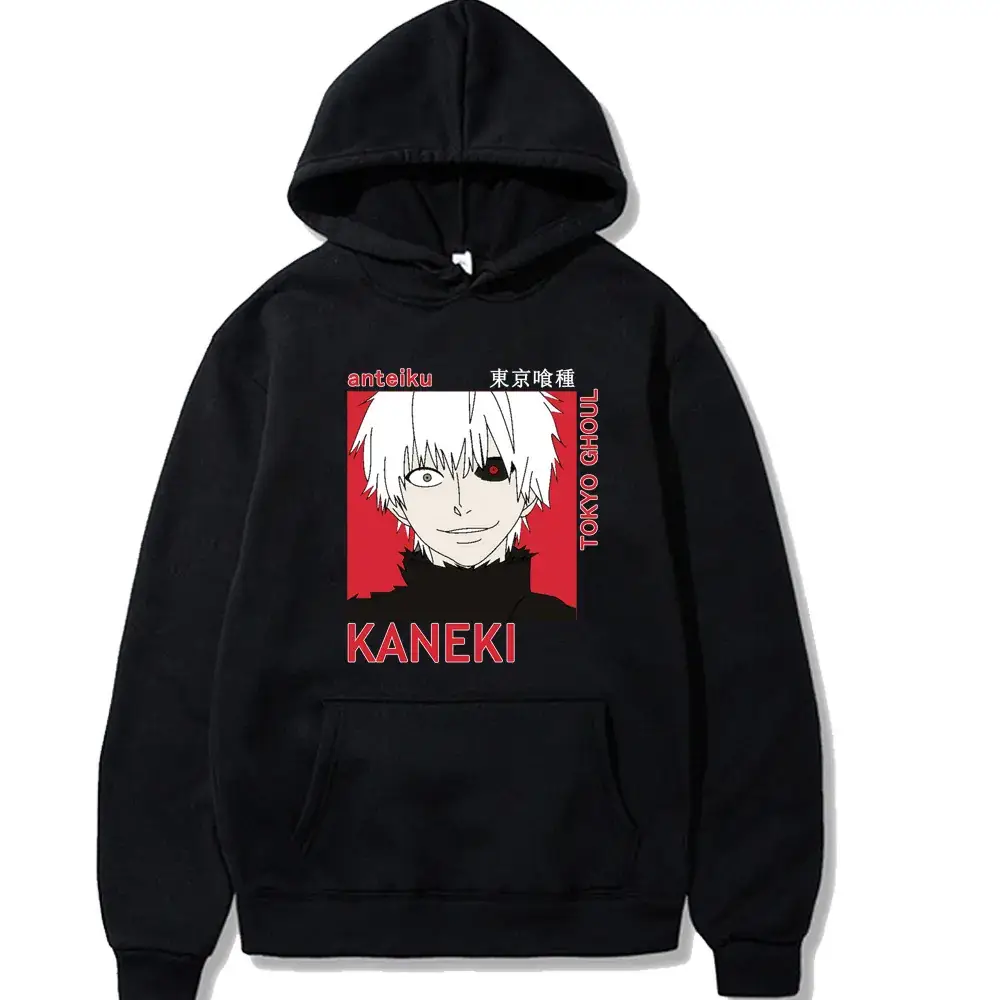 Gray Anime Hooded Sweatshirt Kaneki Design - Image 13