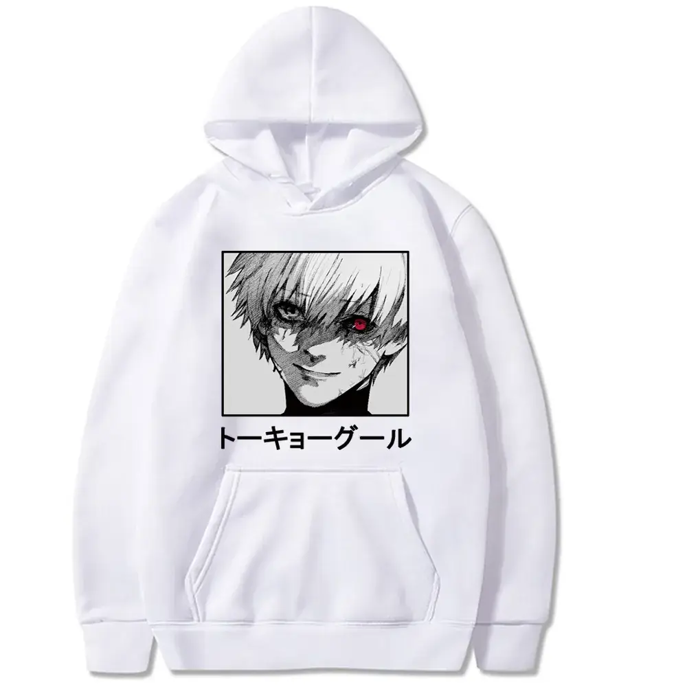 Gray Anime Hooded Sweatshirt Kaneki Design - Image 4