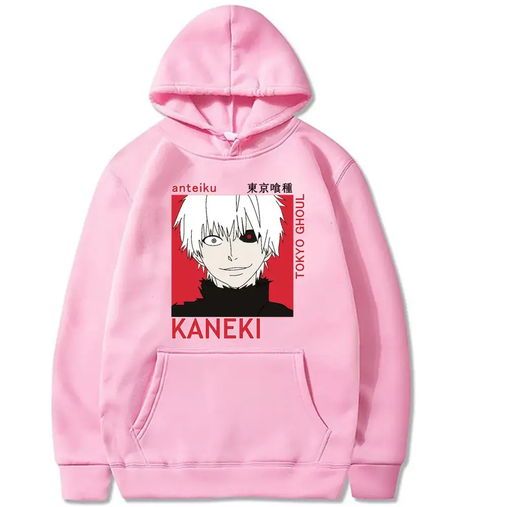 Gray Anime Hooded Sweatshirt Kaneki Design - Image 14