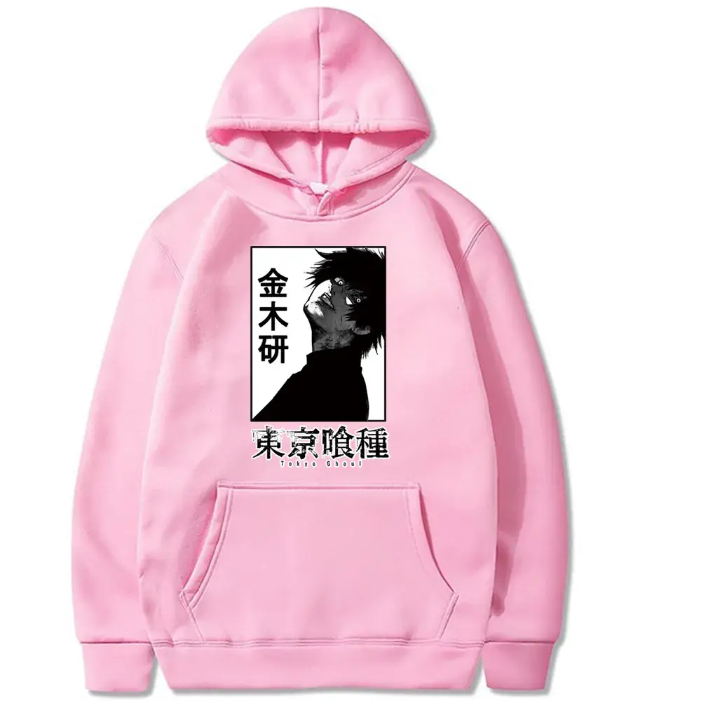 Gray Anime Hooded Sweatshirt Kaneki Design - Image 3