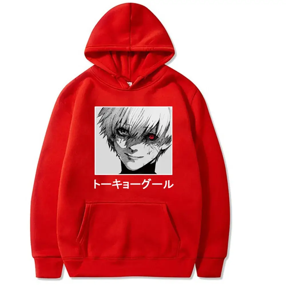 Gray Anime Hooded Sweatshirt Kaneki Design - Image 6