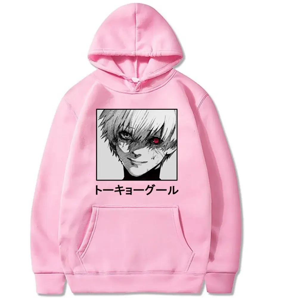 Gray Anime Hooded Sweatshirt Kaneki Design - Image 9