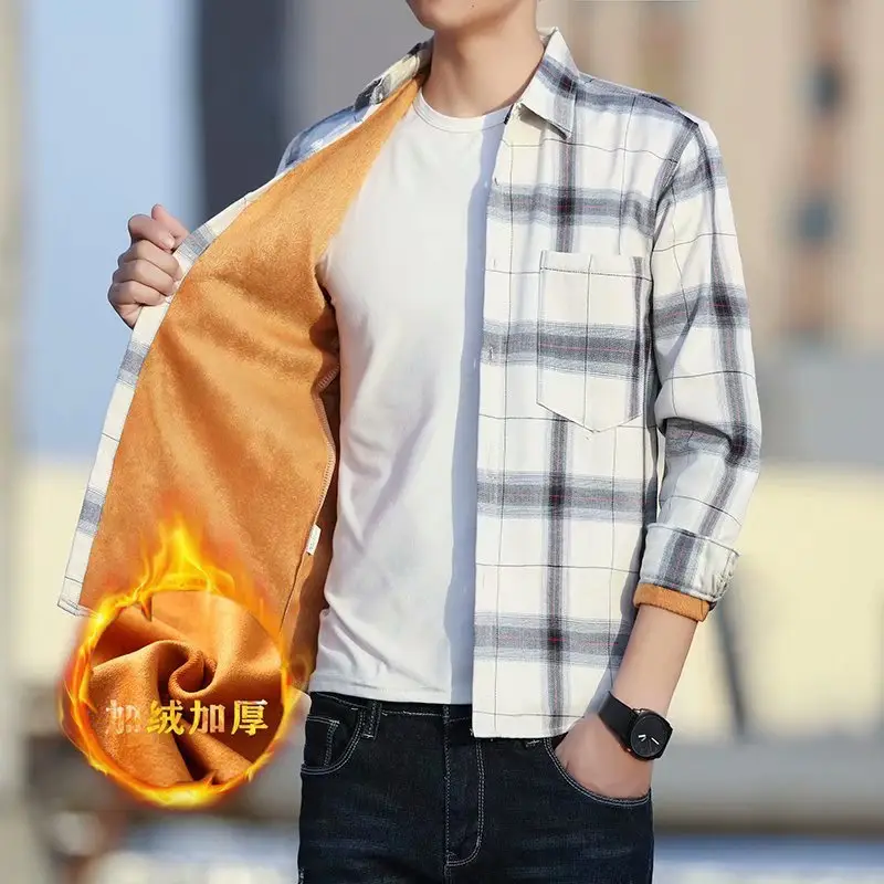 Winter Warm Fleece Plaid Shirt for Men - Image 9