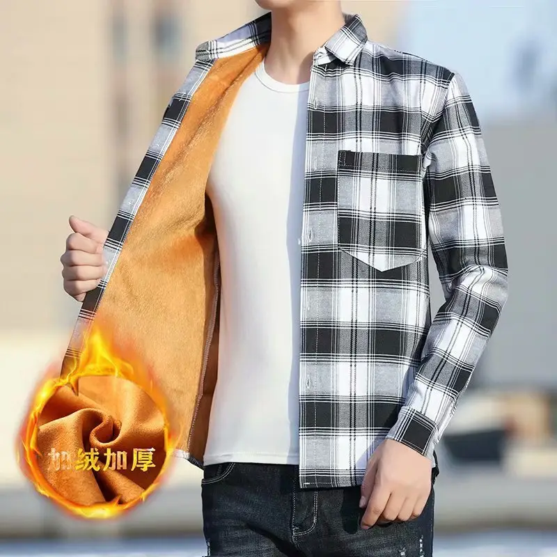 Winter Warm Fleece Plaid Shirt for Men - Image 11