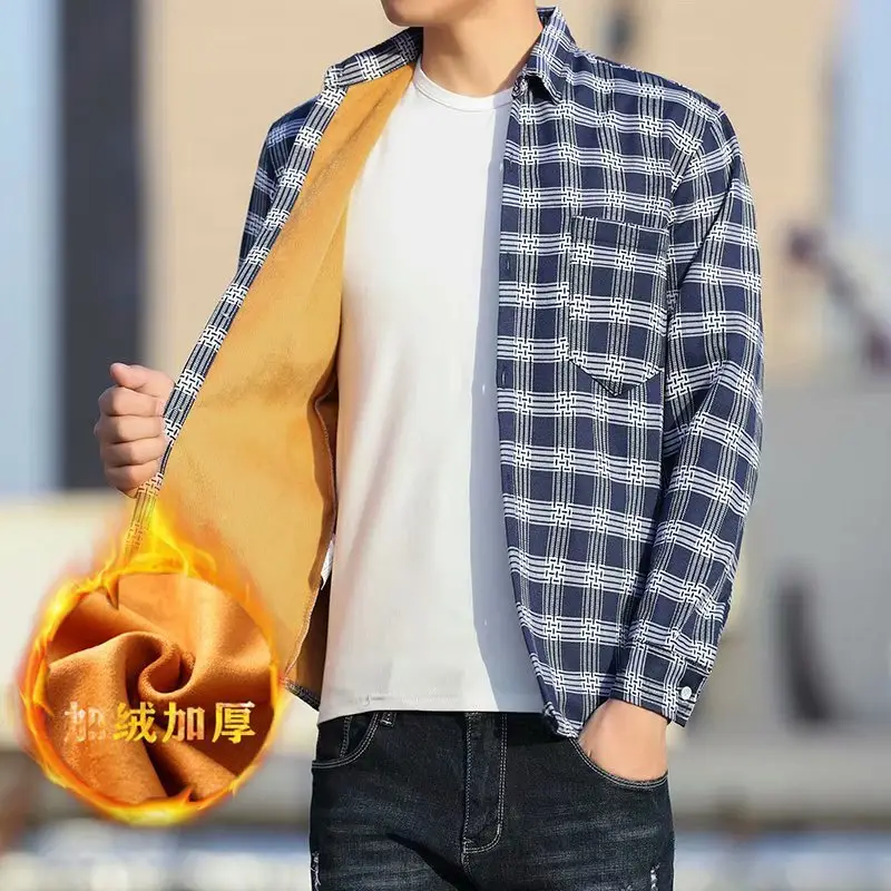 Winter Warm Fleece Plaid Shirt for Men - Image 12