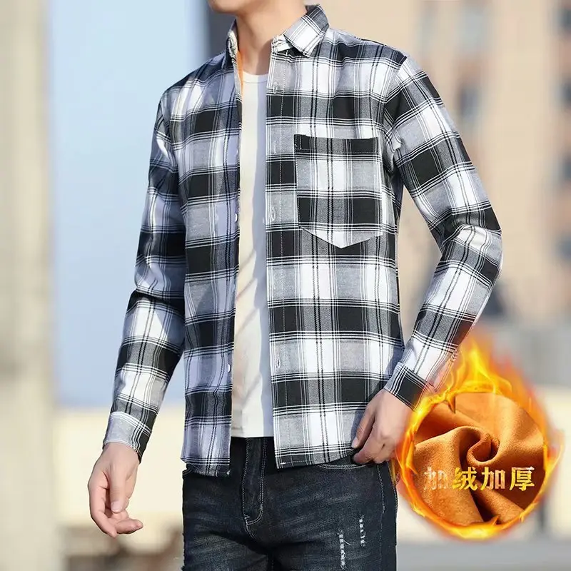 Winter Warm Fleece Plaid Shirt for Men - Image 3