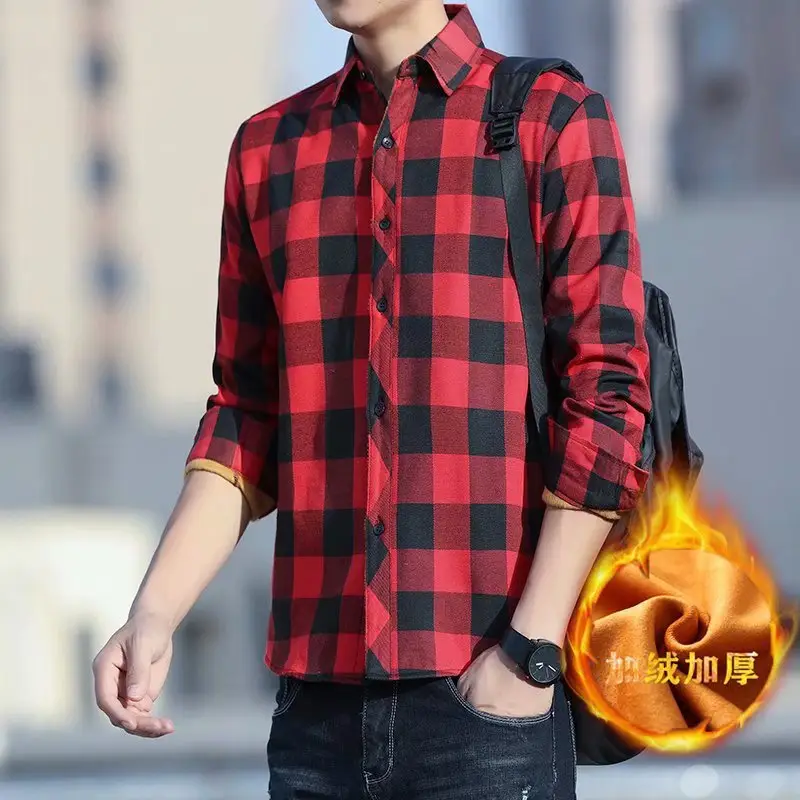 Winter Warm Fleece Plaid Shirt for Men - Image 4
