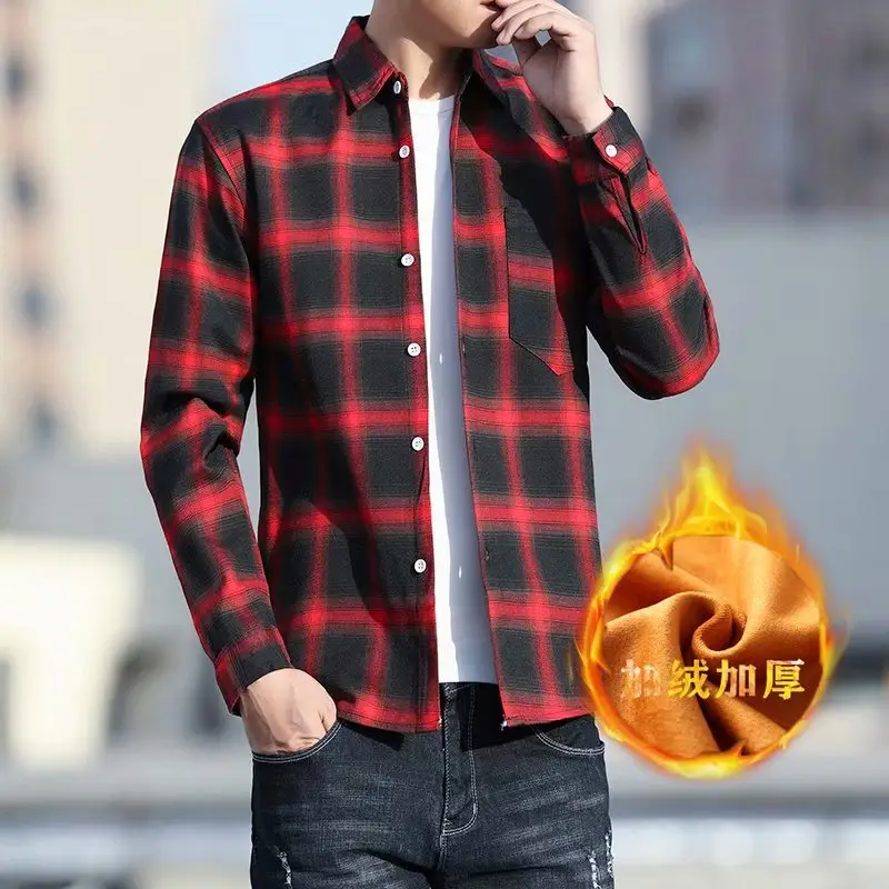 Winter Warm Fleece Plaid Shirt for Men - Image 7