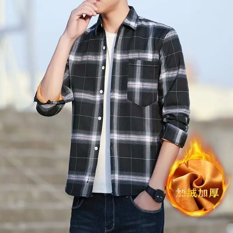 Winter Warm Fleece Plaid Shirt for Men - Image 8