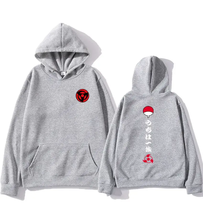 Men's Hoodie Set Naruto Print Grey 2021 - Image 16