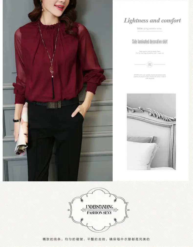White Lace Chiffon Ruffled Shirt Plus Size Women — feature 22
