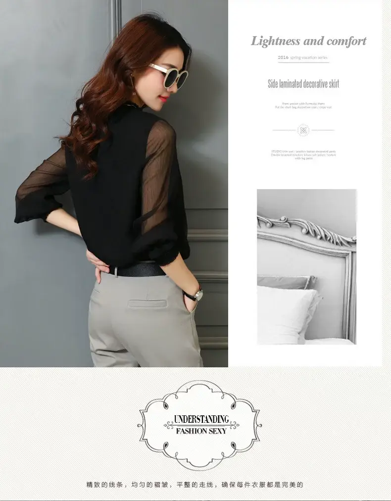 White Lace Chiffon Ruffled Shirt Plus Size Women — feature 30