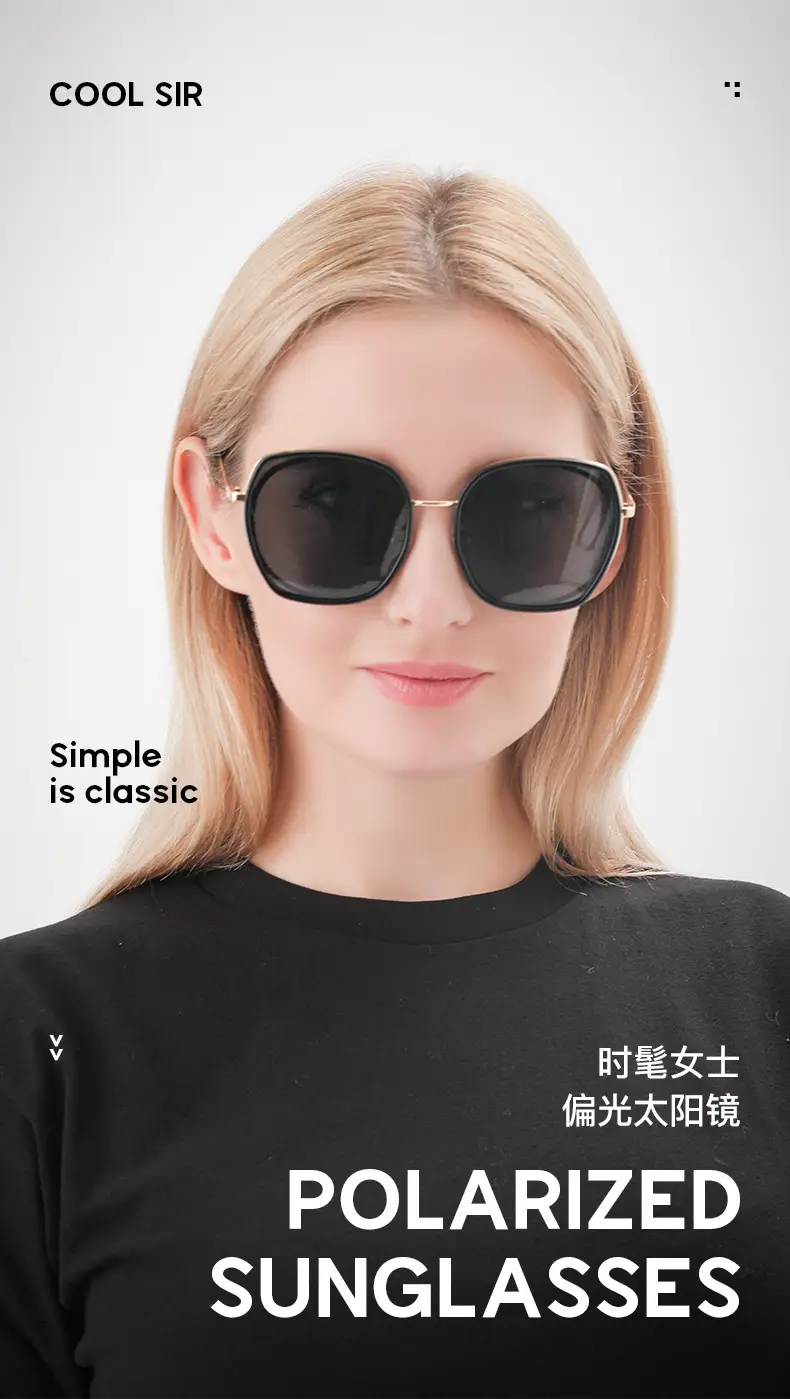 Women Polarized Sunglasses UV Protection Large Frame — feature 11